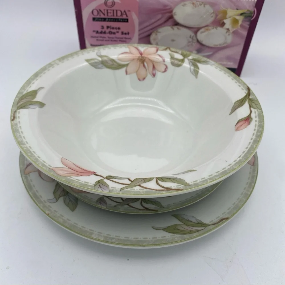 3pc add on set Oneida Porcelain Savannah salad plate soup bowl bread plate